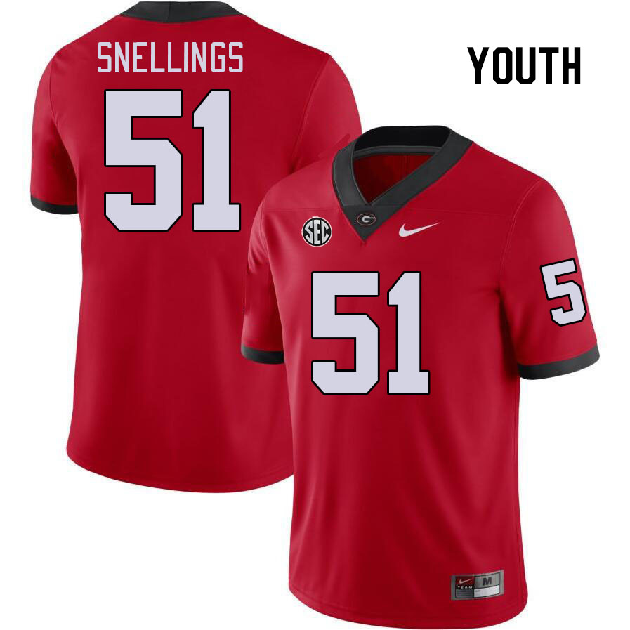 Youth #51 Will Snellings Georgia Bulldogs College Football Jerseys Stitched Sale-Red
